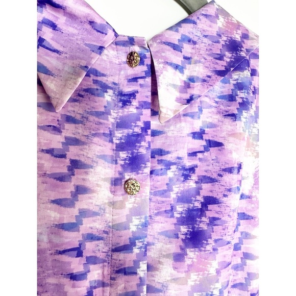 Soft Surroundings Adrie Orchid Multicolor Tie Neck Sleeveless Button Back Top L - Picture 5 of 7